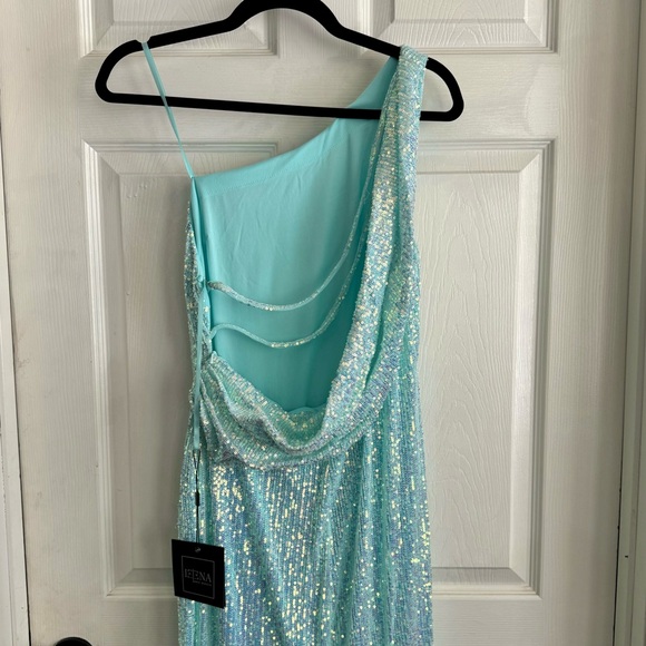 Ieena By Mac Duggal One-Shoulder Sequin Gown - Picture 9 of 12